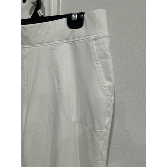 Denim & Co. Active Cropped Pants White Sz Large Side Eyelet Stretch Capris - Picture 5 of 10